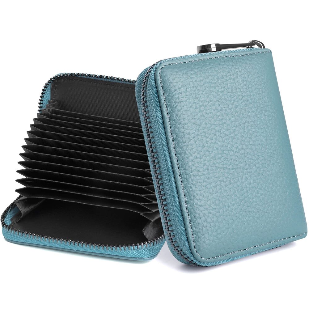 7638 Leather Credit Card Holder RFID Blocking Accordion Small Card Case